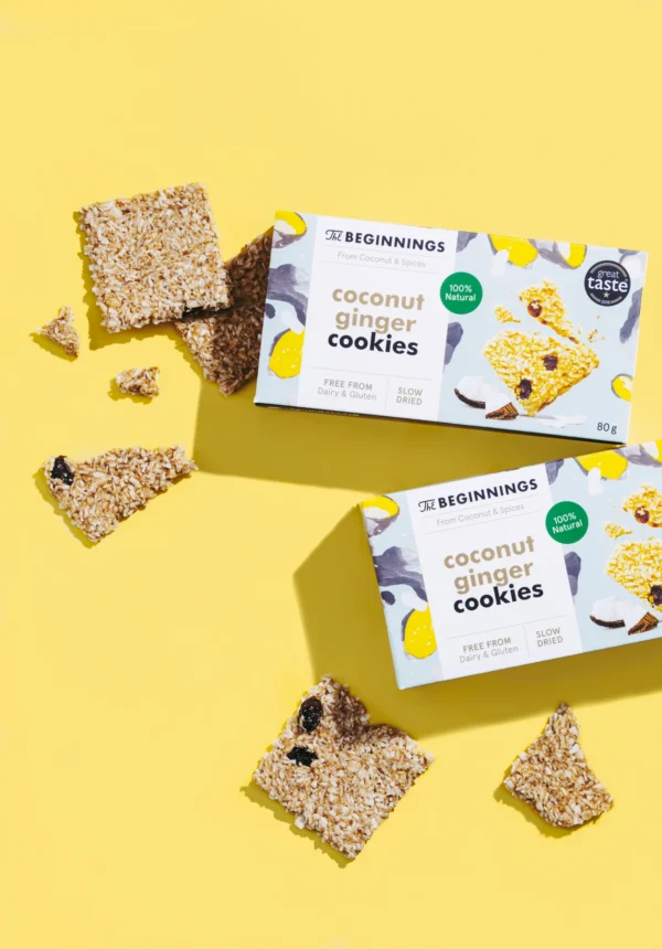 The Beginnings Raw Coconut Ginger Cookies Natural Gluten and Preservative free 80 g