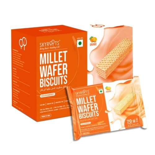 SKYROOTS Millet Wafer Biscuit 420G Crispy And Crunchy Anytime Munching Orange