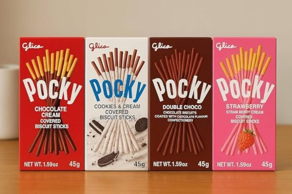 Pocky Sticks Variety Pack Coverd With Crunchy Biscuit Chocolate Strawberry Double Chocolate Cookies & Cream Pack Of 4